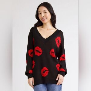 Madden NYC Kiss Print Oversized Sweater